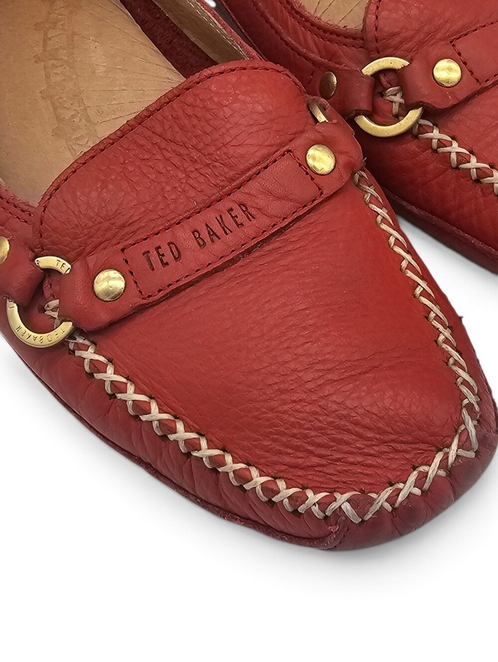 Ted Baker London Red Leather Driving Moccasins Loafers Size 7 US - Picture 12 of 15